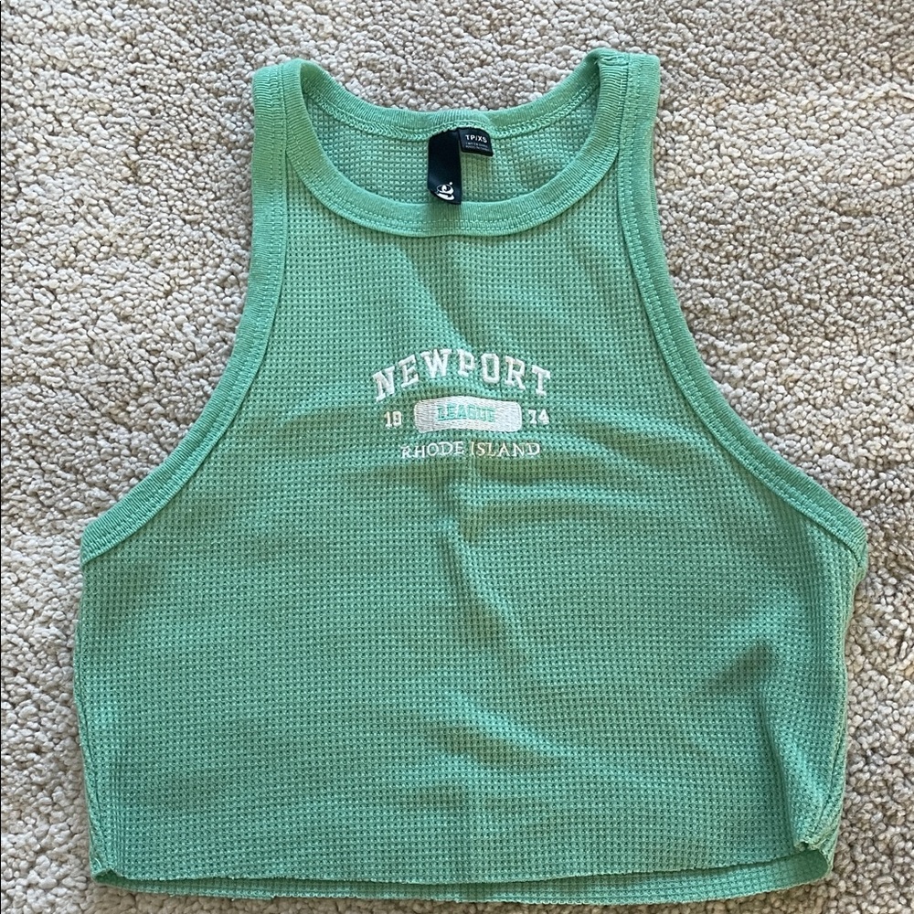 Newport Green Sleeveless Crop Top